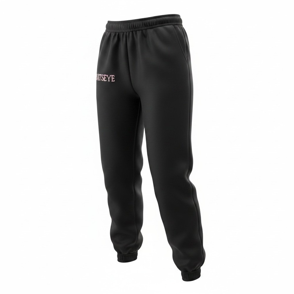 Katseye Womens Y2K Chic Black Jogger Sweatpants Pink Logo Elastic Waist Size 2XL